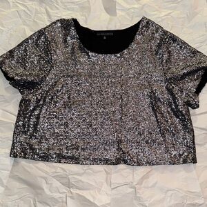Torrid Black and Silver Sequin Crop Top